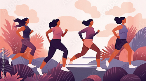 Infographic illustration of a women jogging. 