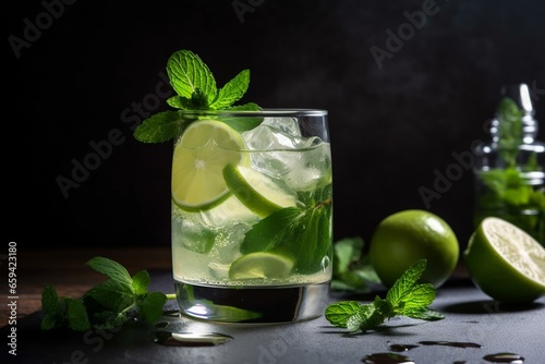 Refreshing cocktail with mint. Generative AI