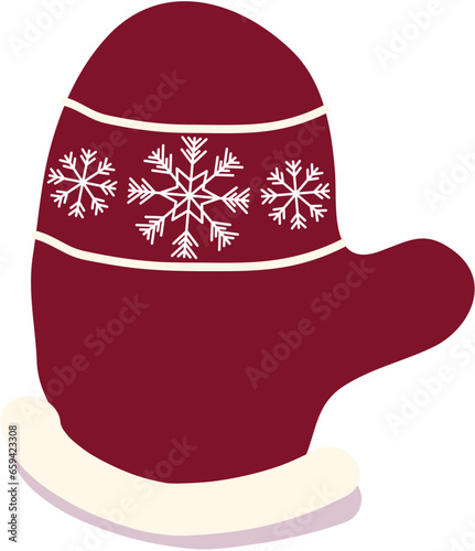 Winter Mitten Set Warm Season Clothes. Autumn and winter pattern border design. Cute and cozy vector seamless repeat banner. Illustration of Winter, Christmas .Vector illustration of Gloves  photo