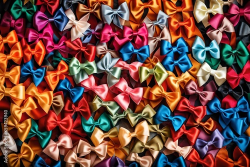 Close-up of a bunch of mult-colored bows.