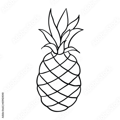 Hand drawing style of pineapple vector. It is suitable for fruits icon, sign or symbol.