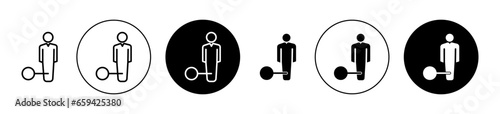Man with weight debt Line Icon Set. Student debt vector symbol in black filled and outlined style. photo