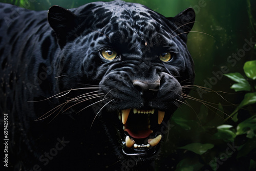 Portrait of a black panther close up