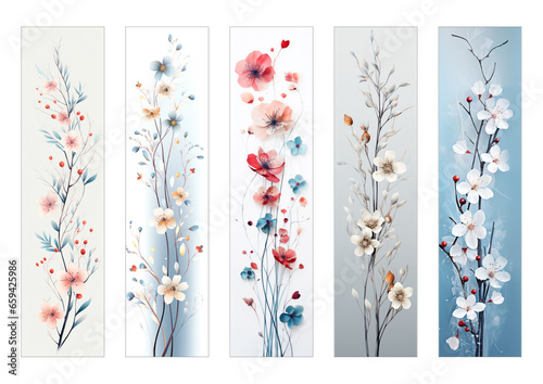  Beautiful bookmarks for book lovers, set of 5, decorative design, size of bookmarks 4,5cm x 18cm, illistration, PNG, love to read