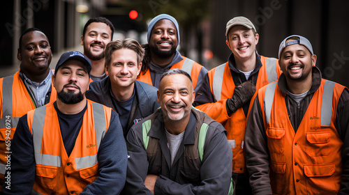 Diverse and mixed group of satisfied and happy workers