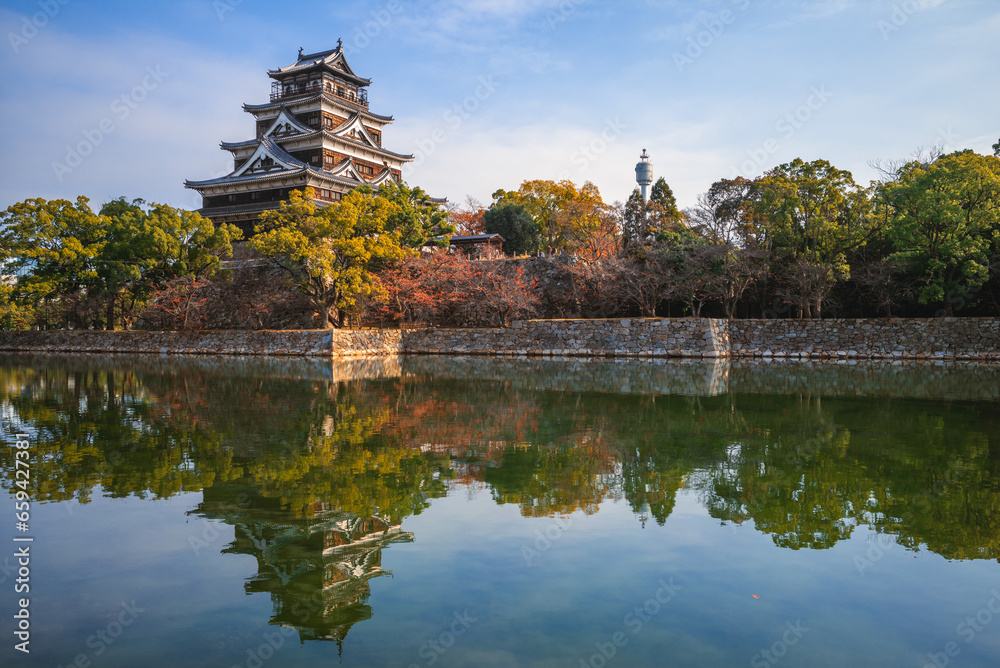 Main keep of Hiroshima Castle, aka Carp Castle, in Hiroshima, Japan Main keep of Hiroshima Castle, aka Carp Castle, in Hiroshima, Japan