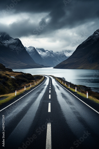 Empty road in Norway during moody autumn weather © Alicia