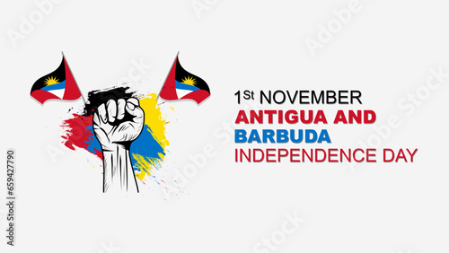 Antigua and Barbuda independence day is celebrated every year on November 1, design with antigua flag. Vector illustration photo