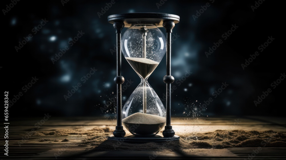 A cracked hourglass or a shattered clock - obrazy, fototapety, plakaty 