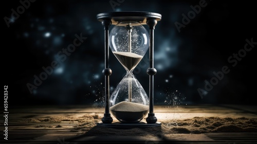A cracked hourglass or a shattered clock photo