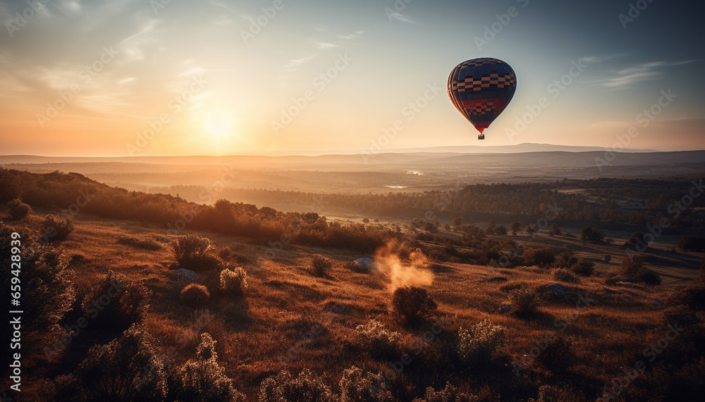 Flying high in hot air balloon adventure generated by AI