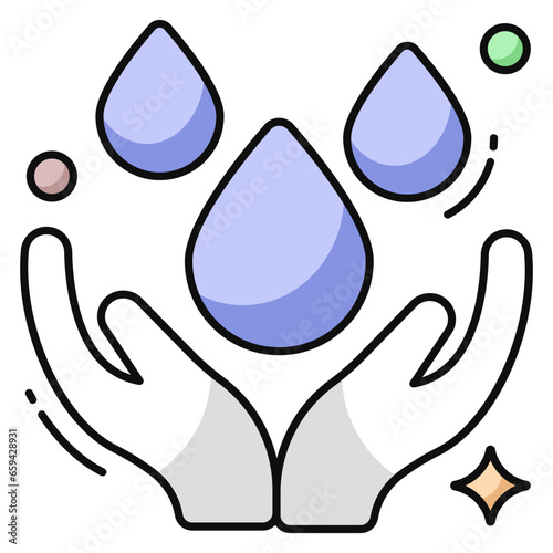 A flat design icon of water care
