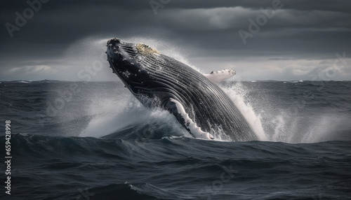 Majestic humpback breaches, spraying awe inspiring beauty generated by AI © Jeronimo Ramos