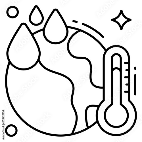 Thermometer with globe denoting concept of global temperature 
