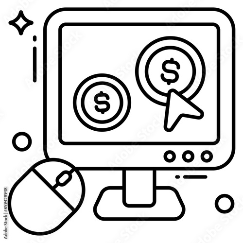 Conceptual flat design icon of pay per click