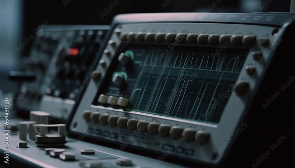 Control panel knob adjusts sound in recording studio generated by AI Control panel knob adjusts sound in recording studio generated by AI