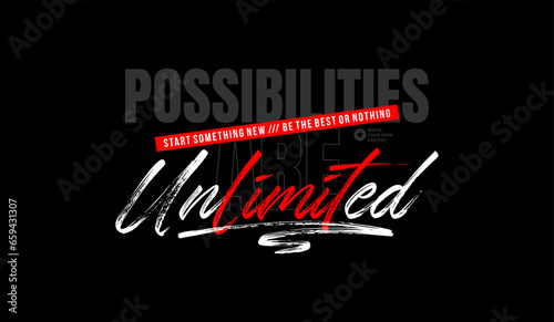 Unlimited, abstract typography motivational quotes modern design slogan. Vector illustration graphics print t shirt, apparel, background, poster, banner, postcard or social media content.