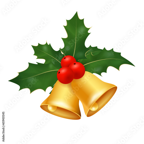  Christmas and New Year decorative jingle bells transparent png or isolated on white background