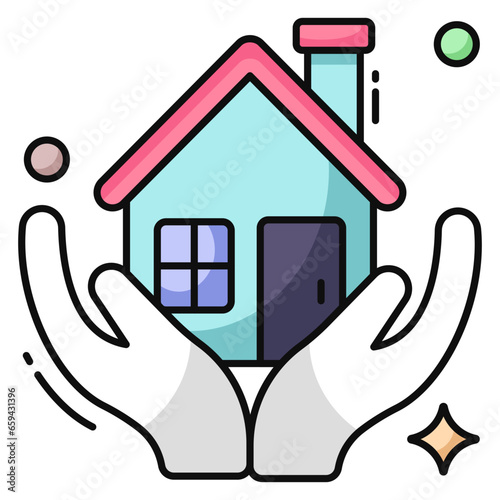 Conceptual flat design icon of home care