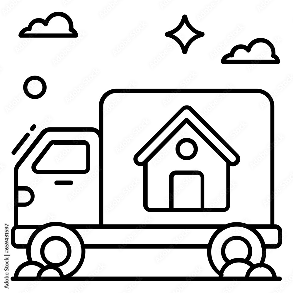 Modern design icon of moving home Modern design icon of moving home