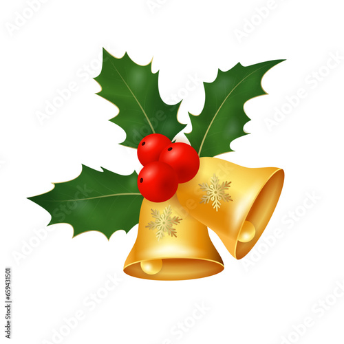  Christmas and New Year decorative jingle bells transparent png or isolated on white background