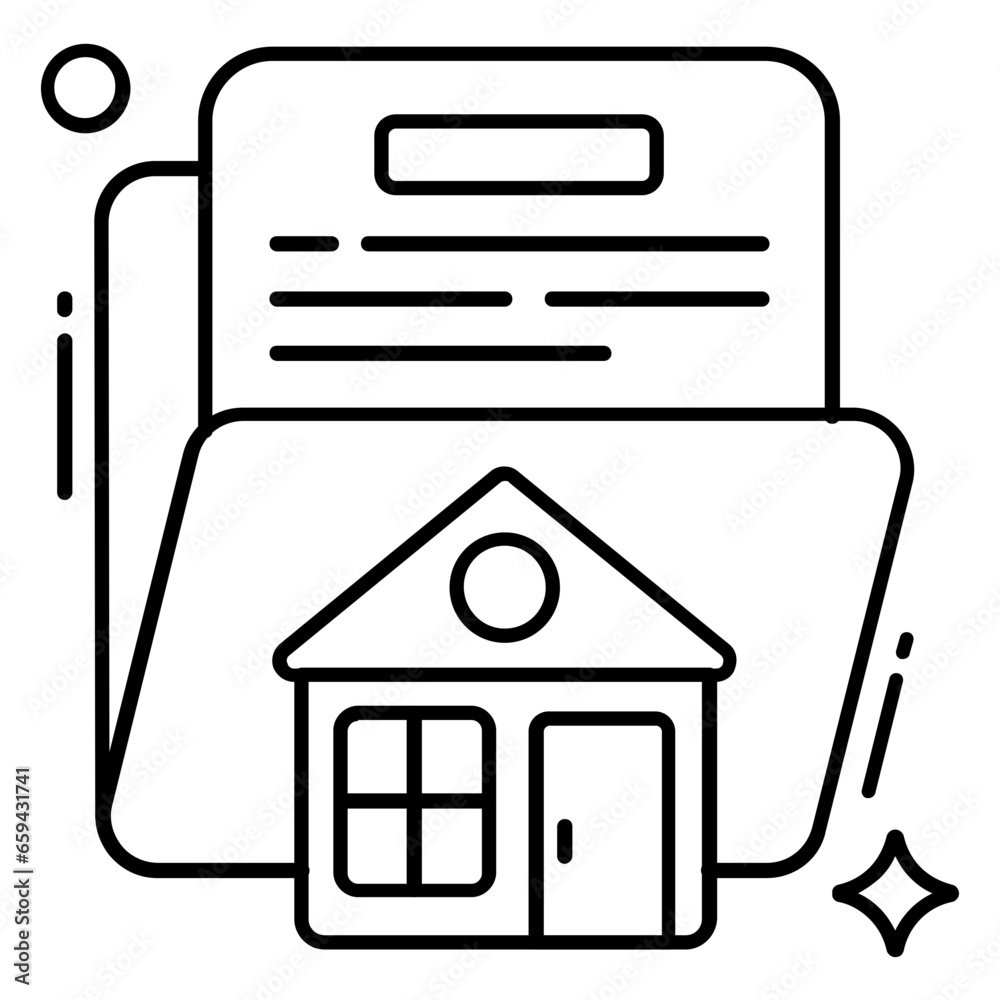 Conceptual flat design icon of property folder Conceptual flat design icon of property folder