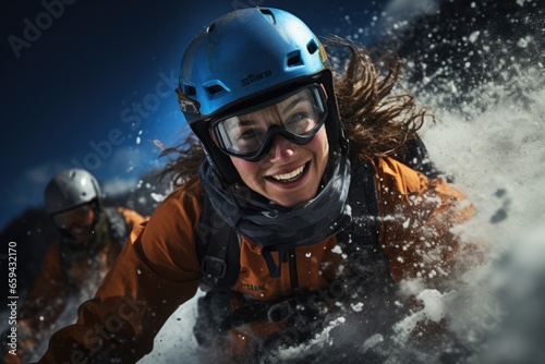a girl snowboarding 