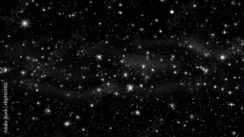  a black sky filled with lots of stars and a black background. generative ai