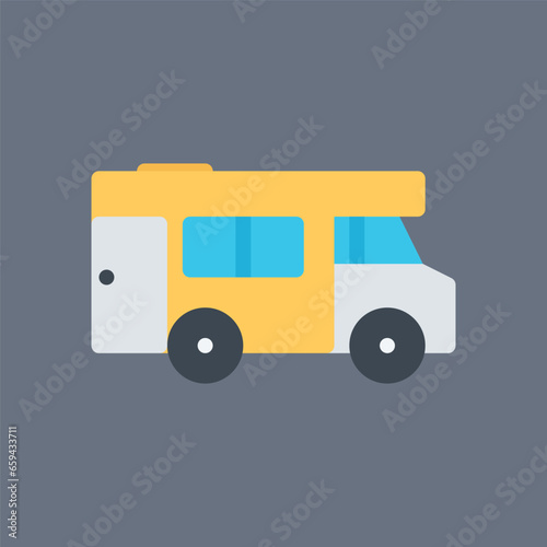 Camper color vector icon. camper car isolated white background