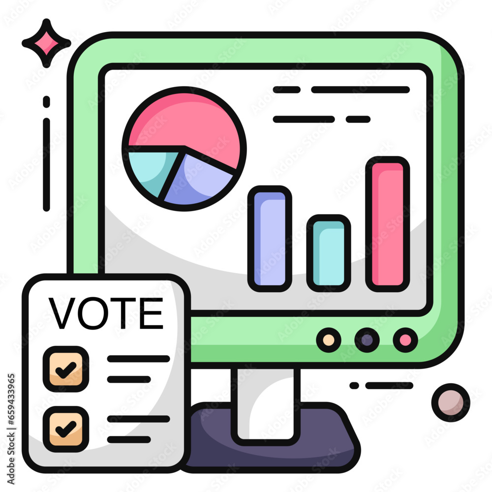 A flat design icon of vote analytics A flat design icon of vote analytics