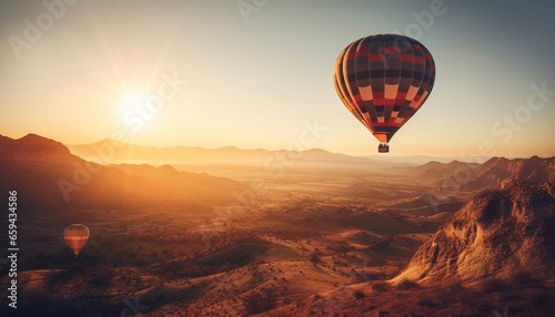 Flying high in hot air balloon adventure generated by AI