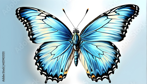 Beautiful Color Pencil Art of the Pastel Blue Butterfly.(Generative AI)