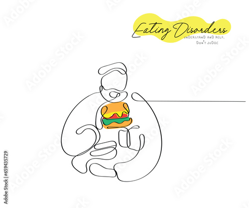 line art concept of eating disorder. Bulimia Nervosa art.