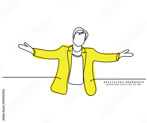 line art of kristalina georgieva who is one of the most influential women in the world. Womens day concept art.
