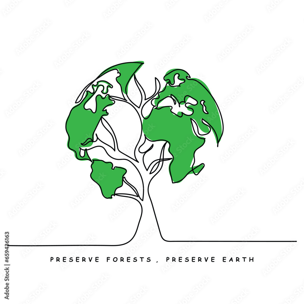 Continuous line art of earth day concept. Earth day is celebrated every year on april 22.