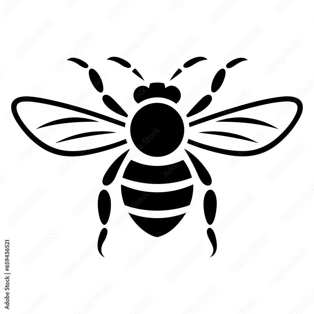 Fototapeta premium Bee illustration, isolated on transparent background, Generative Ai.