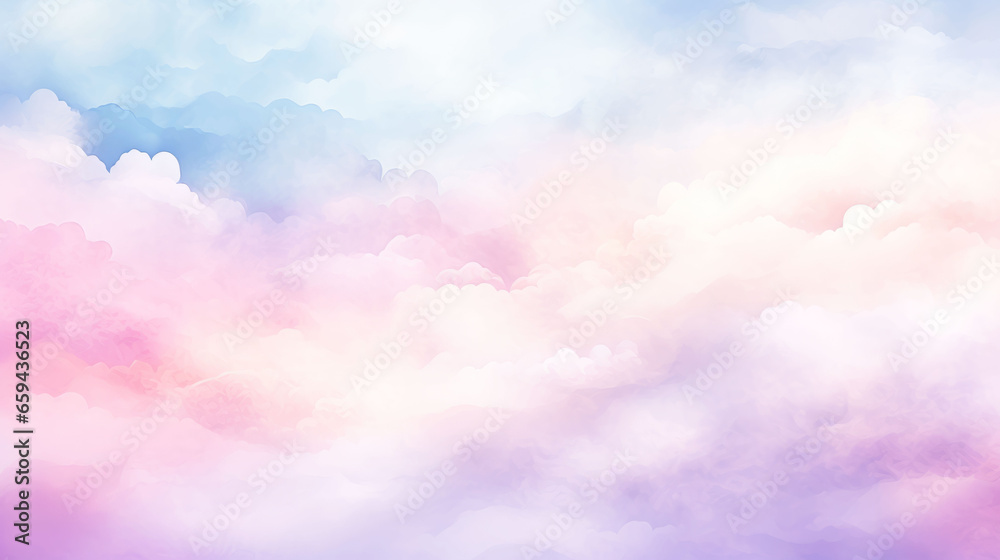 Gradient watercolor background with abstract clouds in sky
