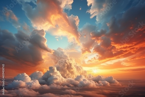 Cloud sunbeam before sunset. AI generative © Attasit