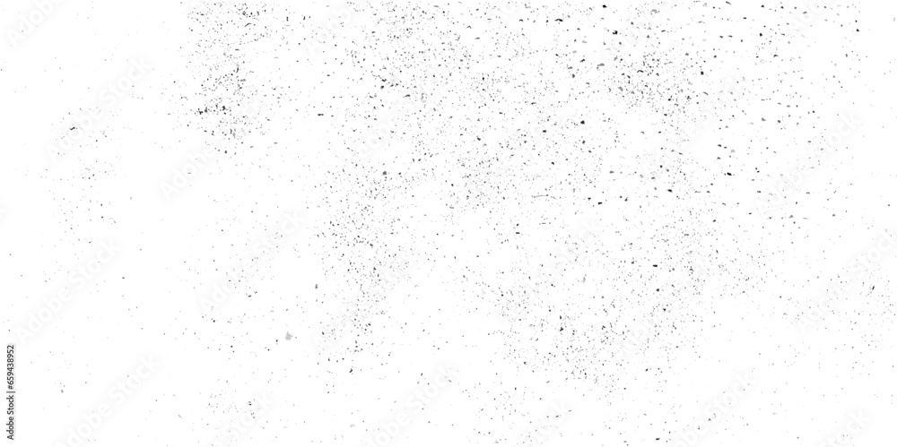 Abstract vector noise. Small particles of debris and dust. Distressed uneven background. Grunge texture overlay with rough and fine grains isolated on white background.