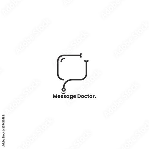 stethoscope and bubble chat logo, medical information logo