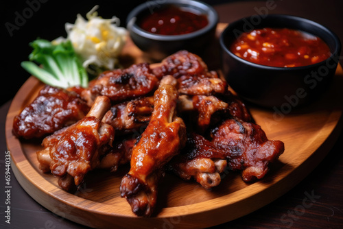 eat grilled bbq meat that is very delicious and topped with sauce to make it even more pleasing to the tongue