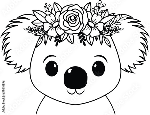 Koala SVG, Koala with Flower Crown Svg, Baby Koala SVG, Koala svg file, Floral Crown, Cute Koala svg, Koala face svg, Koala cut file