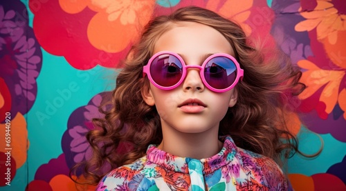 A vibrant and bold girl donning magenta sunglasses  exuding confidence and individuality with her stylish eyewear accessory