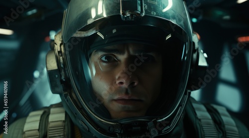A solitary figure clad in a pristine space suit, complete with a sleek helmet, stands alone against the vastness of the unknown, a symbol of humanity's insatiable desire for exploration and discovery