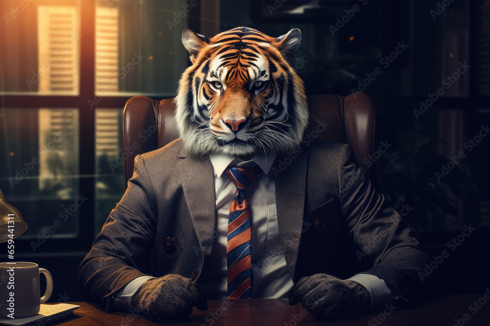 tiger in suit
