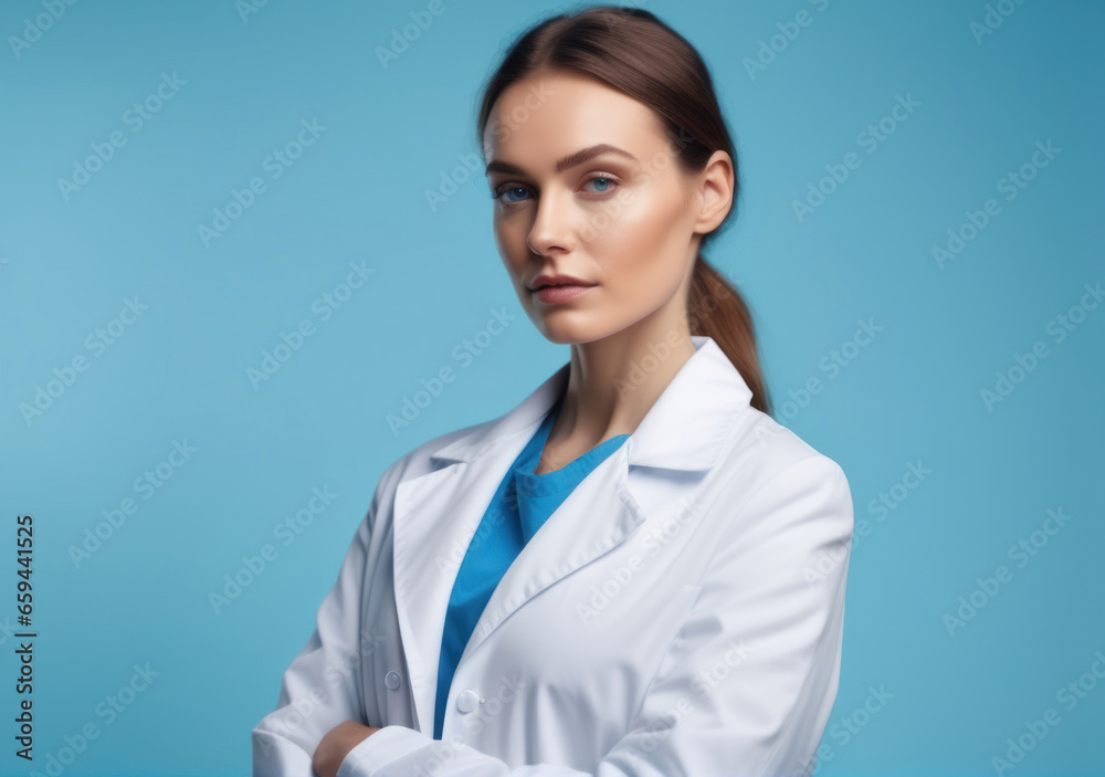 medical woman in a blue background medical woman in a blue background