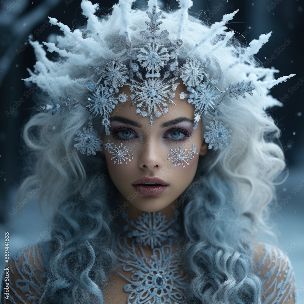 The beautiful princess of Snowflakes. AI generative The beautiful princess of Snowflakes. AI generative