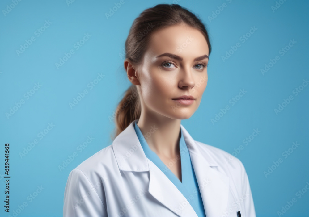 medical woman in a blue background medical woman in a blue background