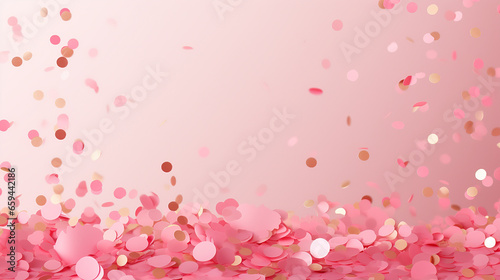 Confetti sparkles on a pink background, the theme of a holiday and a Birthday
