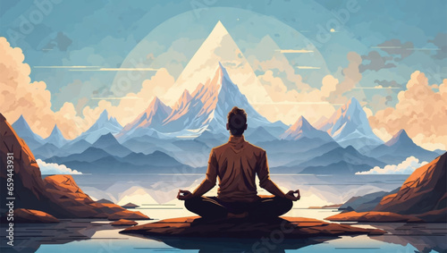 man meditating natural background